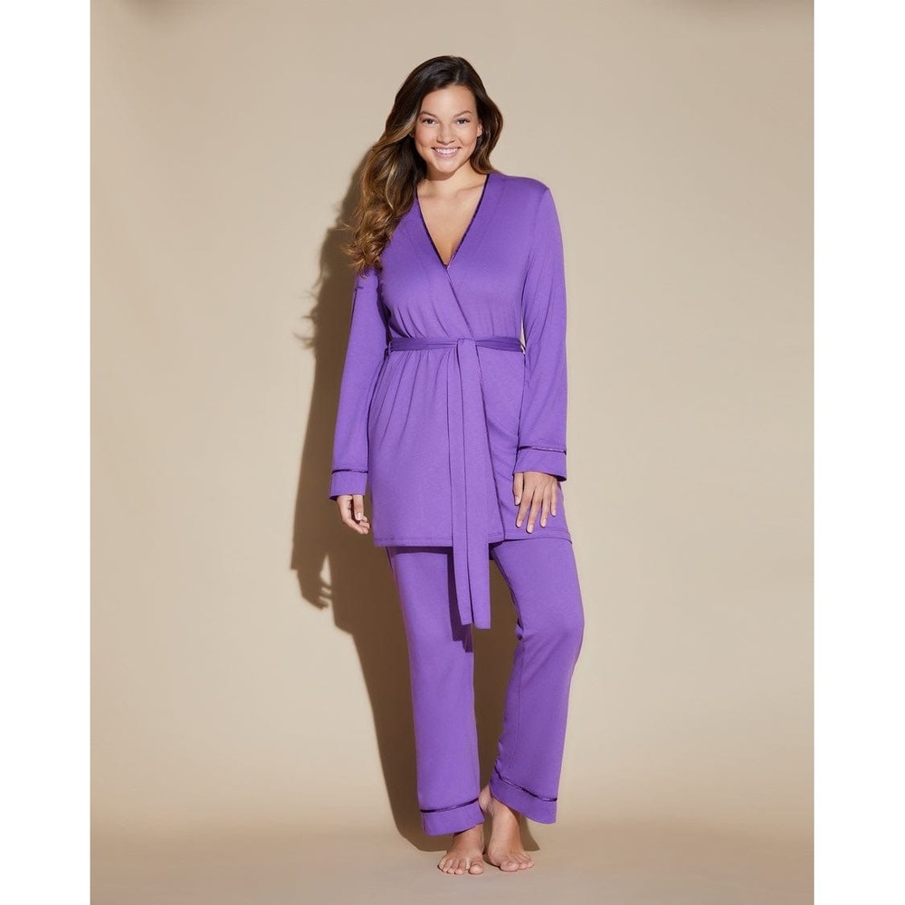 Cosabella Maternity Modal Cotton Purple 3 Piece Set Robe Camisole and Pants XL